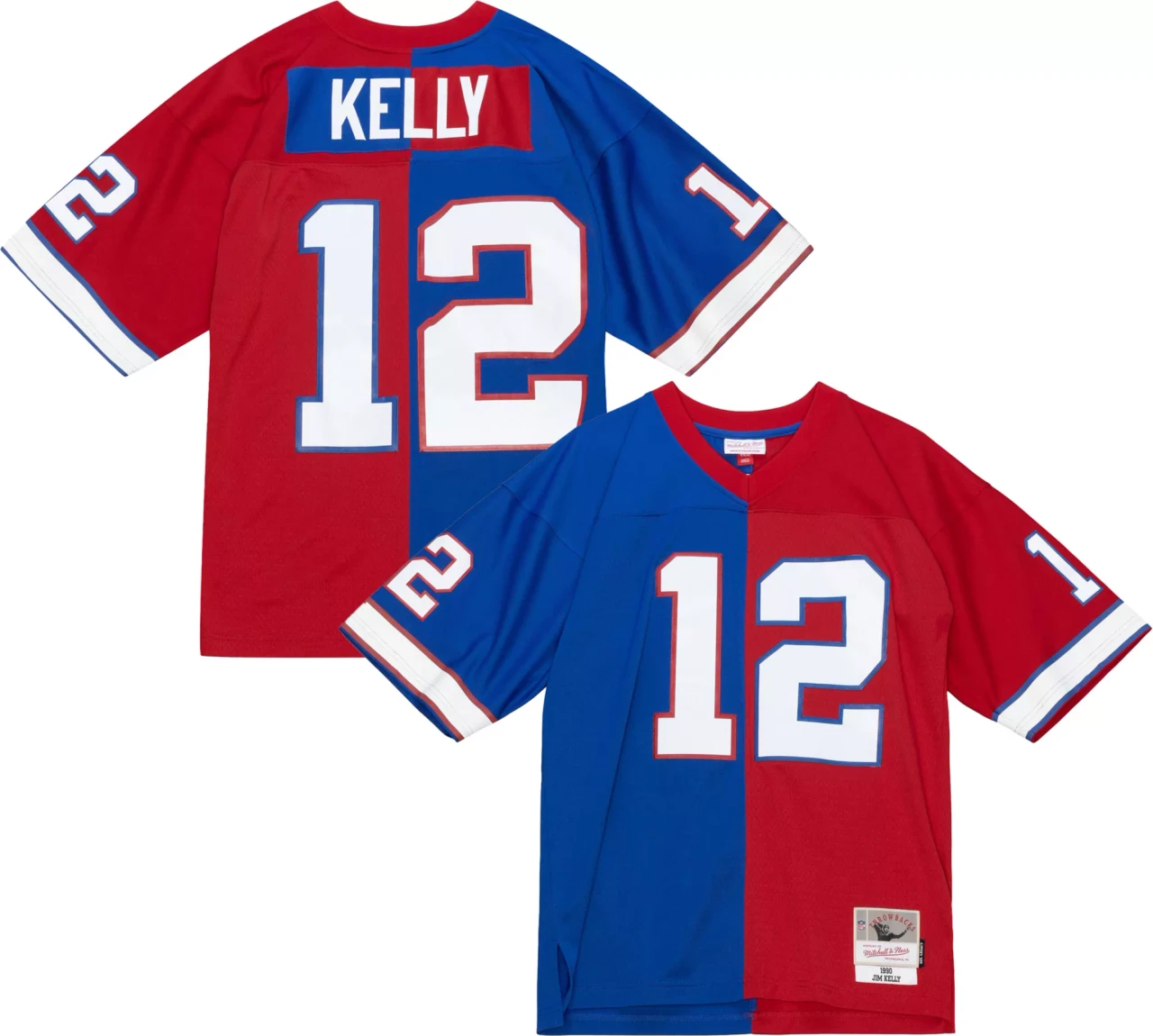 Buffalo Bills Jim Kelly 12 1990 Split Throwback Limited Jersey