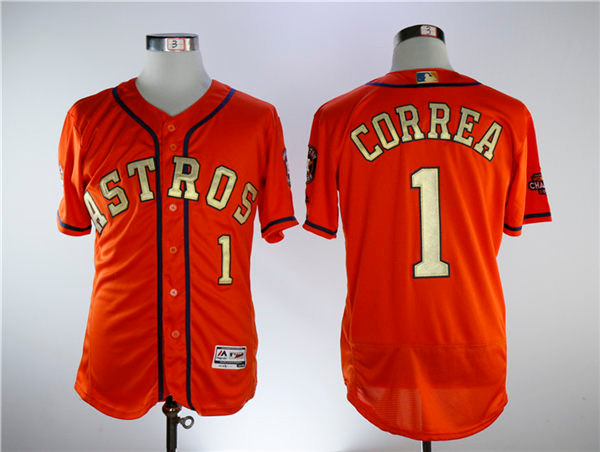 Carlos Correa #1 Houston Astros Gold Program Flexbase Limited Jersey - Orange