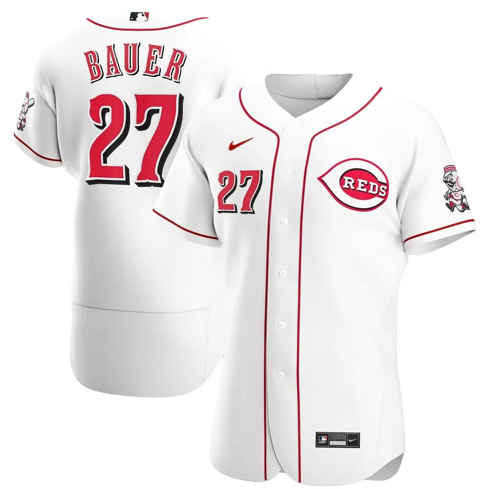 Cincinnati Reds Trevor Bauer White Home Stadium Jersey