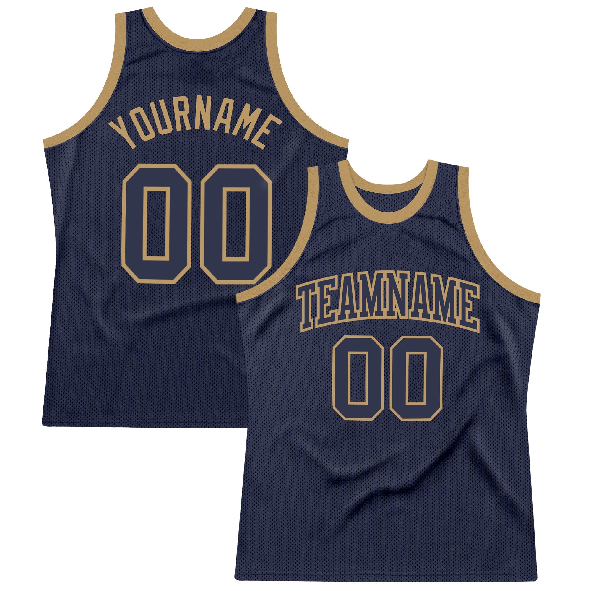 Custom Navy-Old Gold Throwback Basketball Jersey