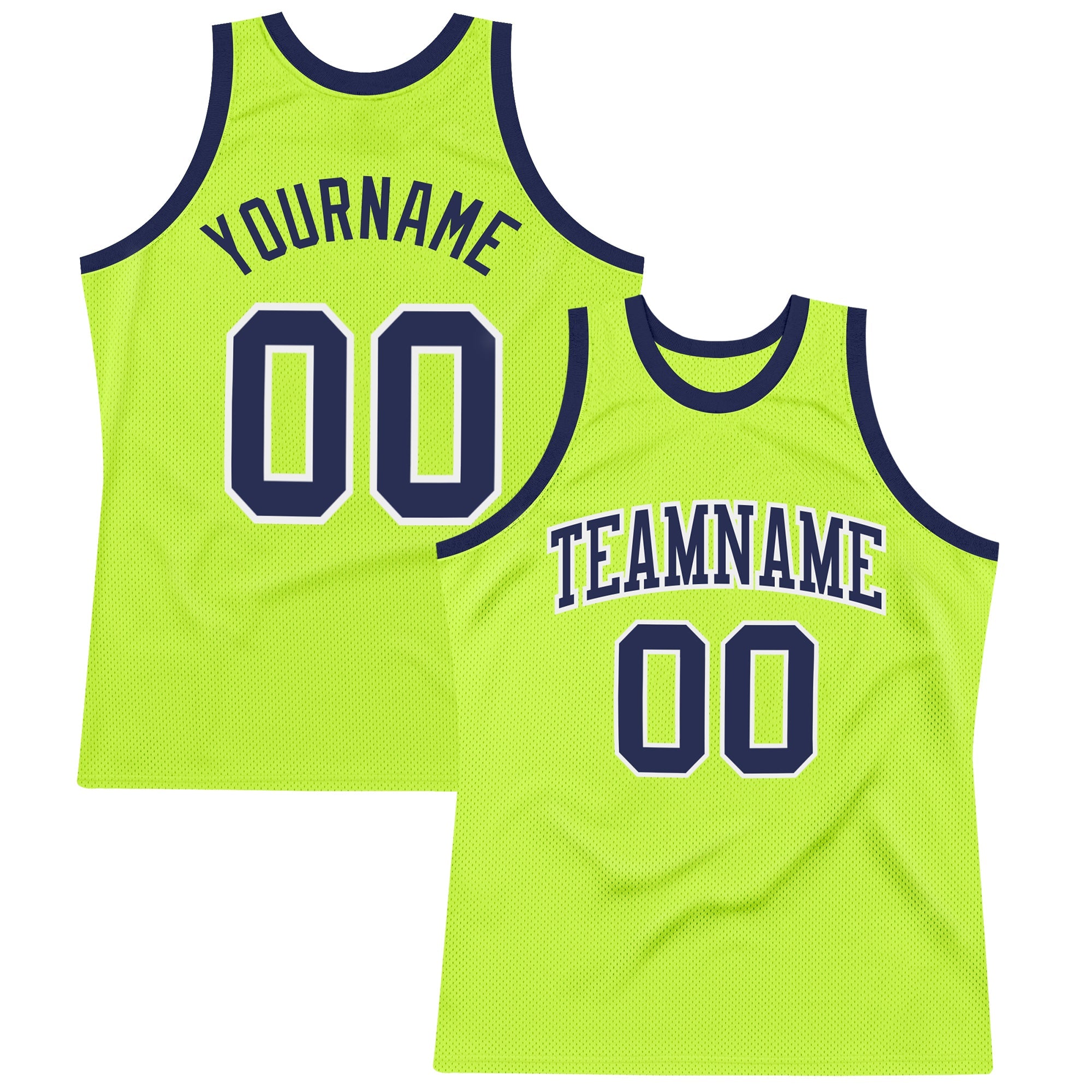 Custom Neon Green Navy-White Throwback Basketball Jersey