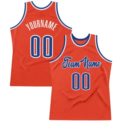 Custom Orange Royal-White Throwback Basketball Jersey - Script Lettering