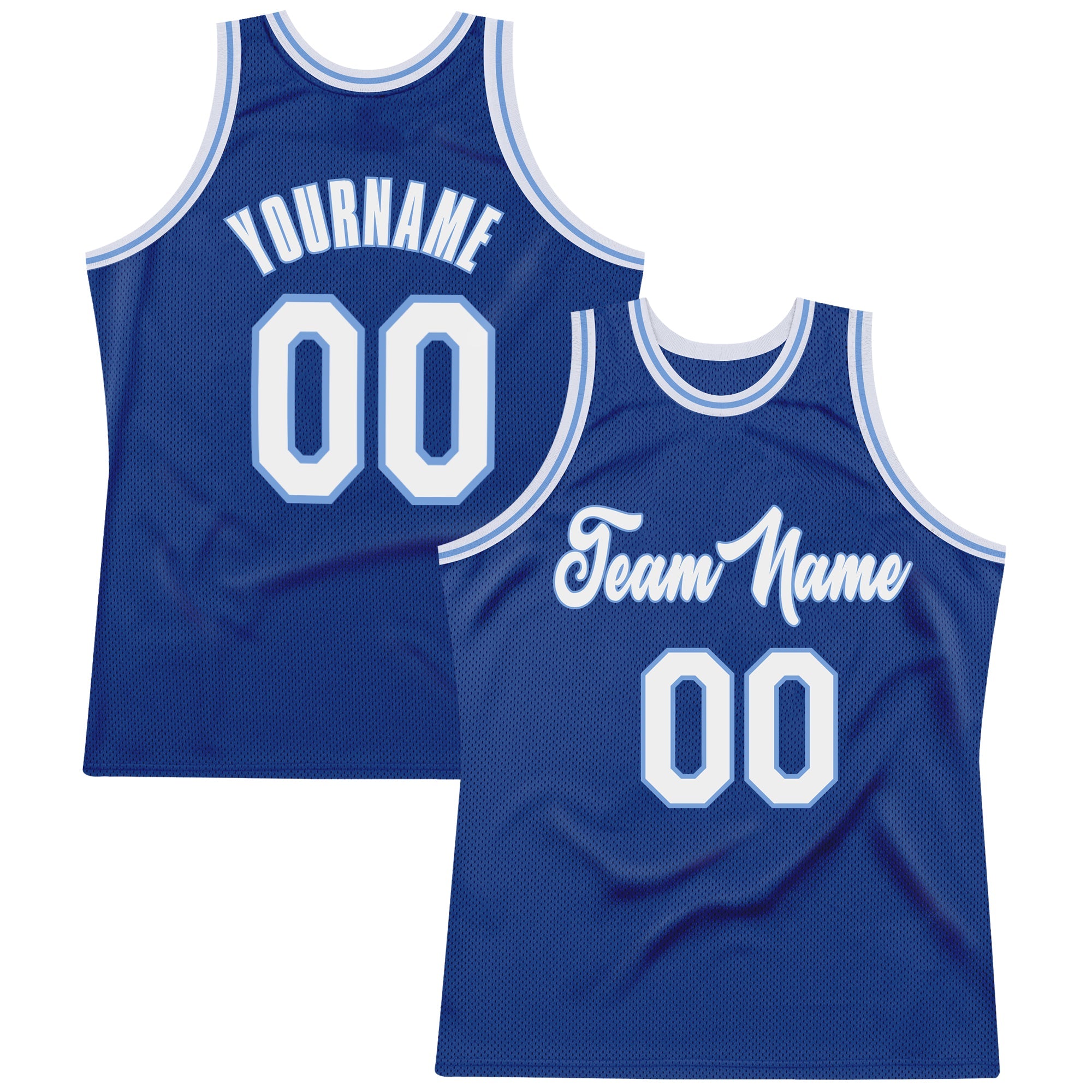 Custom Royal White-Light Blue Throwback Basketball Jersey - Script Lettering