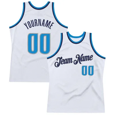 Custom White Blue-Navy Throwback Basketball Jersey - Script Team Name