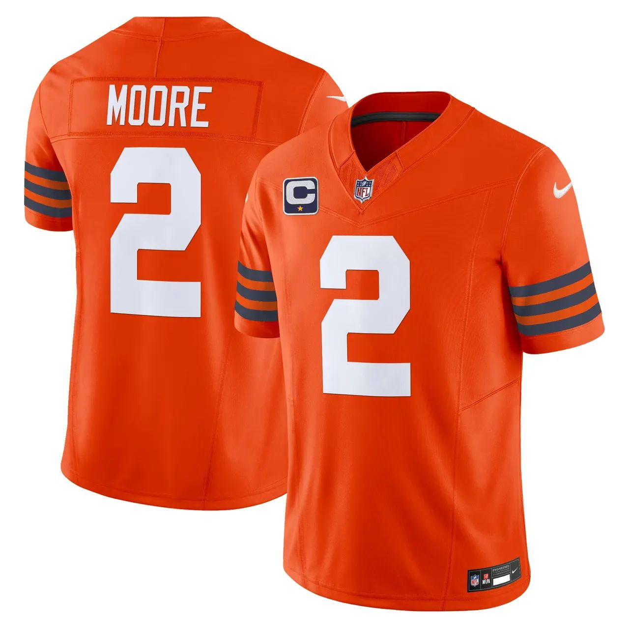 D.J. Moore #2 Chicago Bears Throwback Limited Jersey - Orange