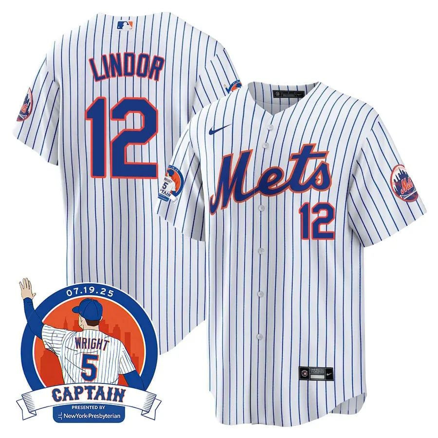 Francisco Lindor #12 New York Mets David Wright "Mets Legend" Jersey - White Pinstripe