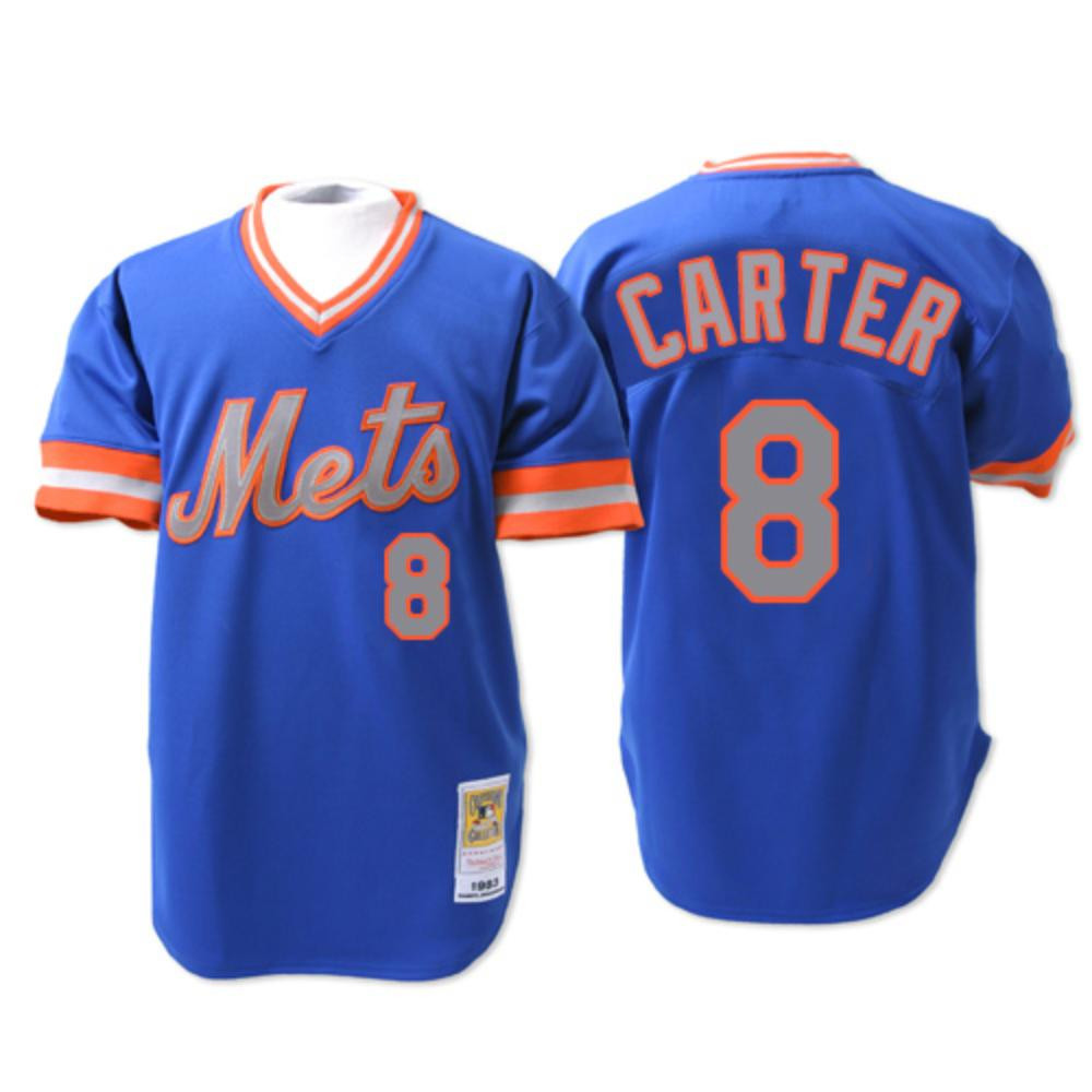 Gary Carter #8 New York Mets 1983 Throwback Pullover Limited Jersey - Blue