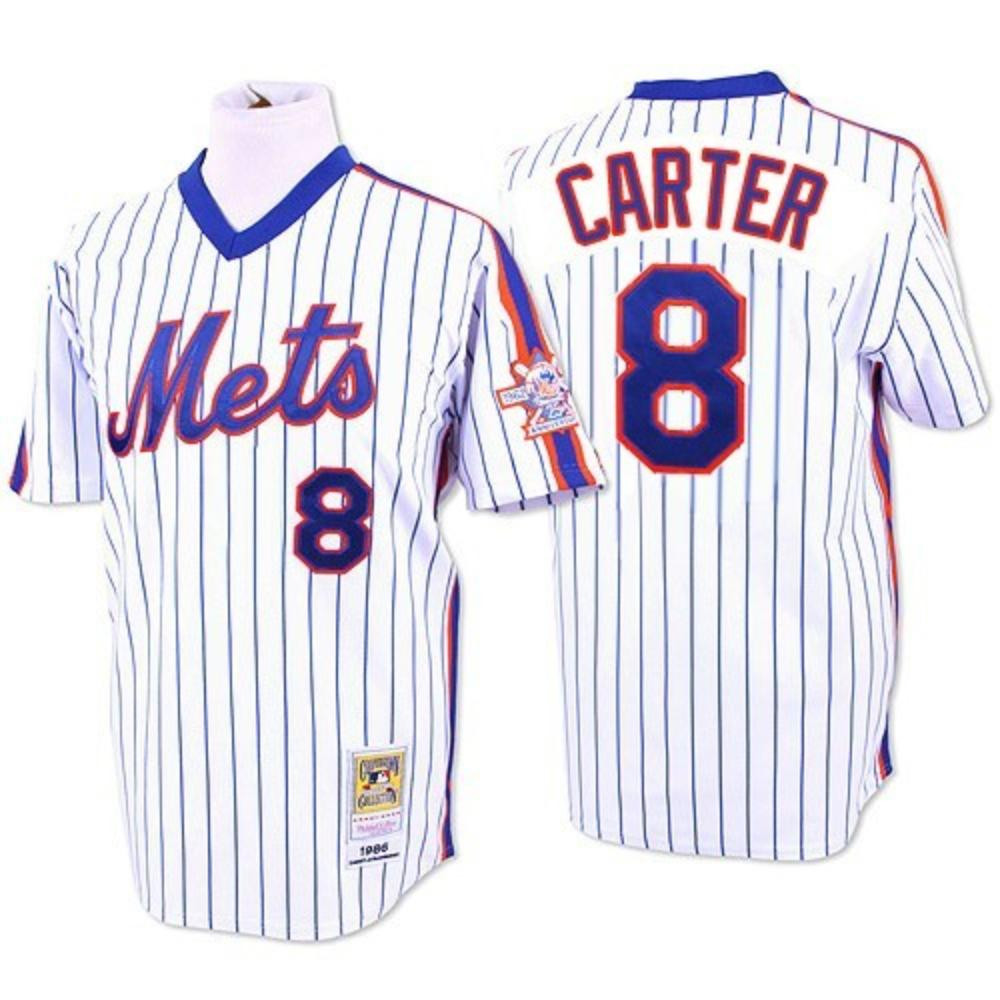 Gary Carter #8 New York Mets 1986 Throwback Pullover Limited Jersey - White