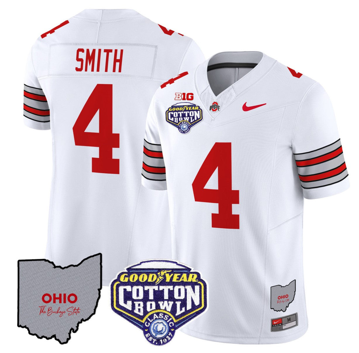 Jeremiah Smith #4 Ohio State Buckeyes Cotton Bowl Patch Limited Jersey - White