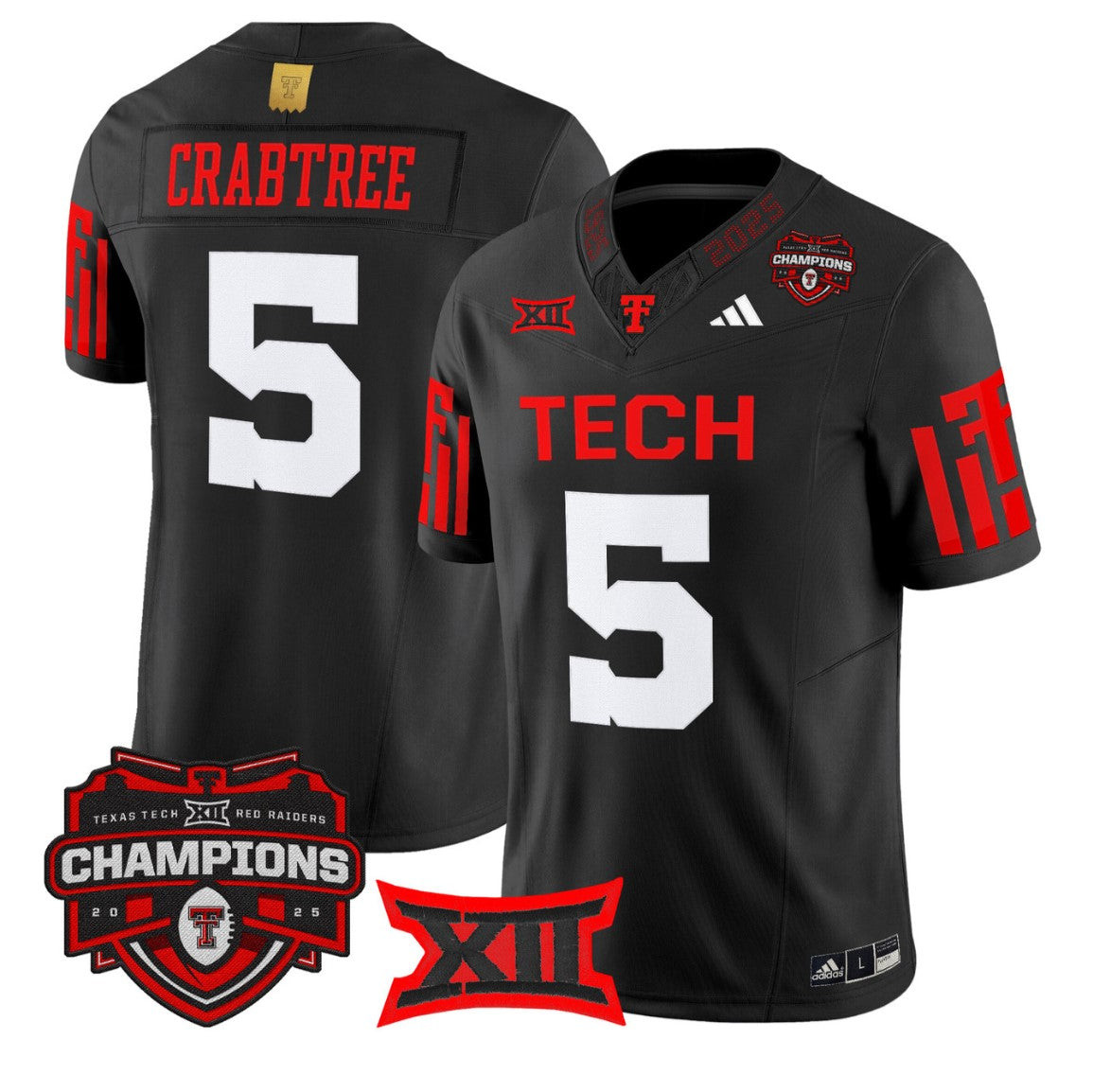 Michael Crabtree #5 Texas Tech 2025 Big 12 Champions Limited Jersey