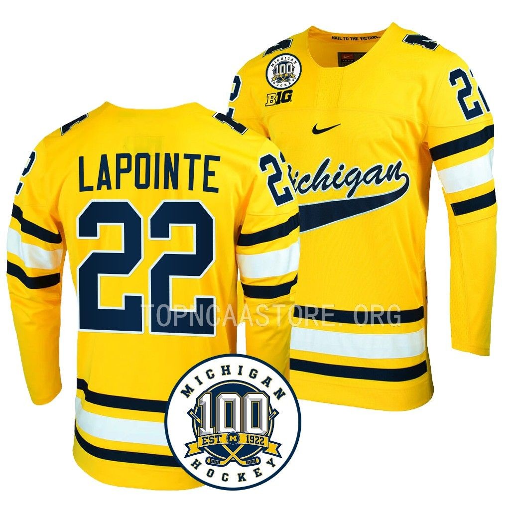 Michigan Wolverines Philippe Lapointe 100th Anniversary Maize #22 Jersey