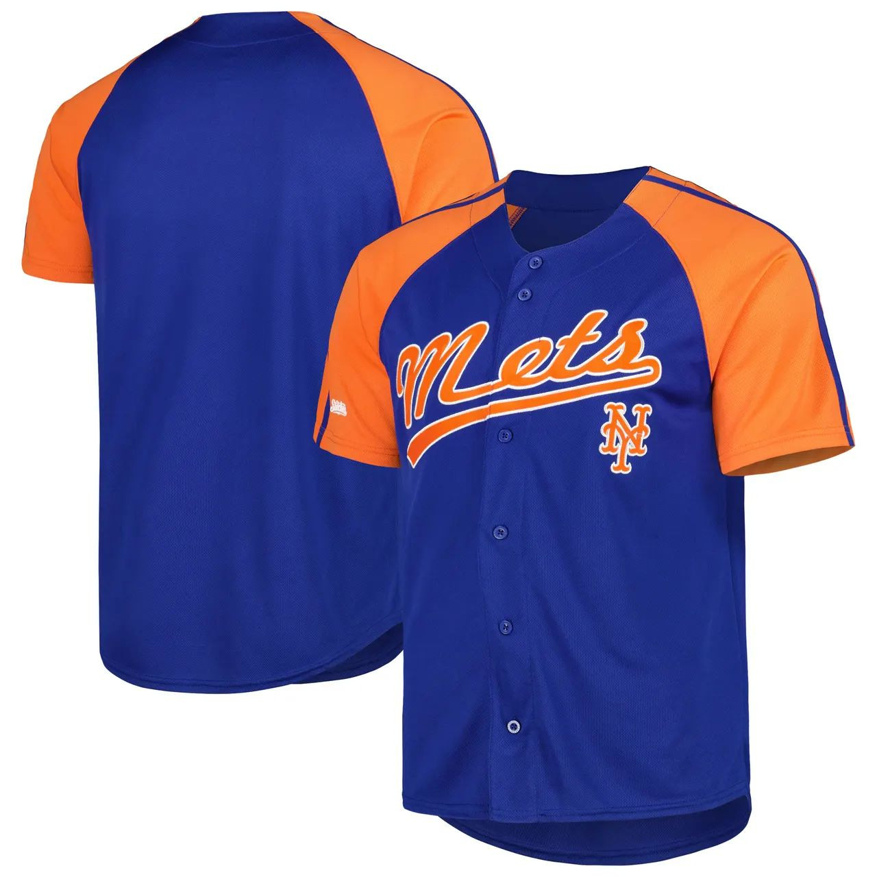 New York Mets Royal Stitches Button-Down Raglan Stadium Jersey
