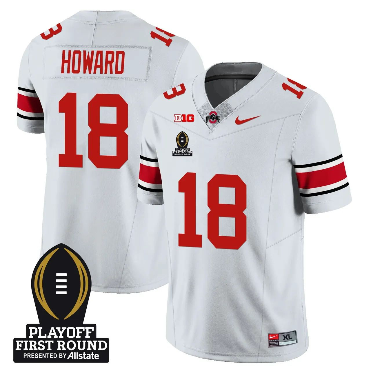 Ohio State Buckeyes #24 Playoff First Round Patch Limited Jersey - White