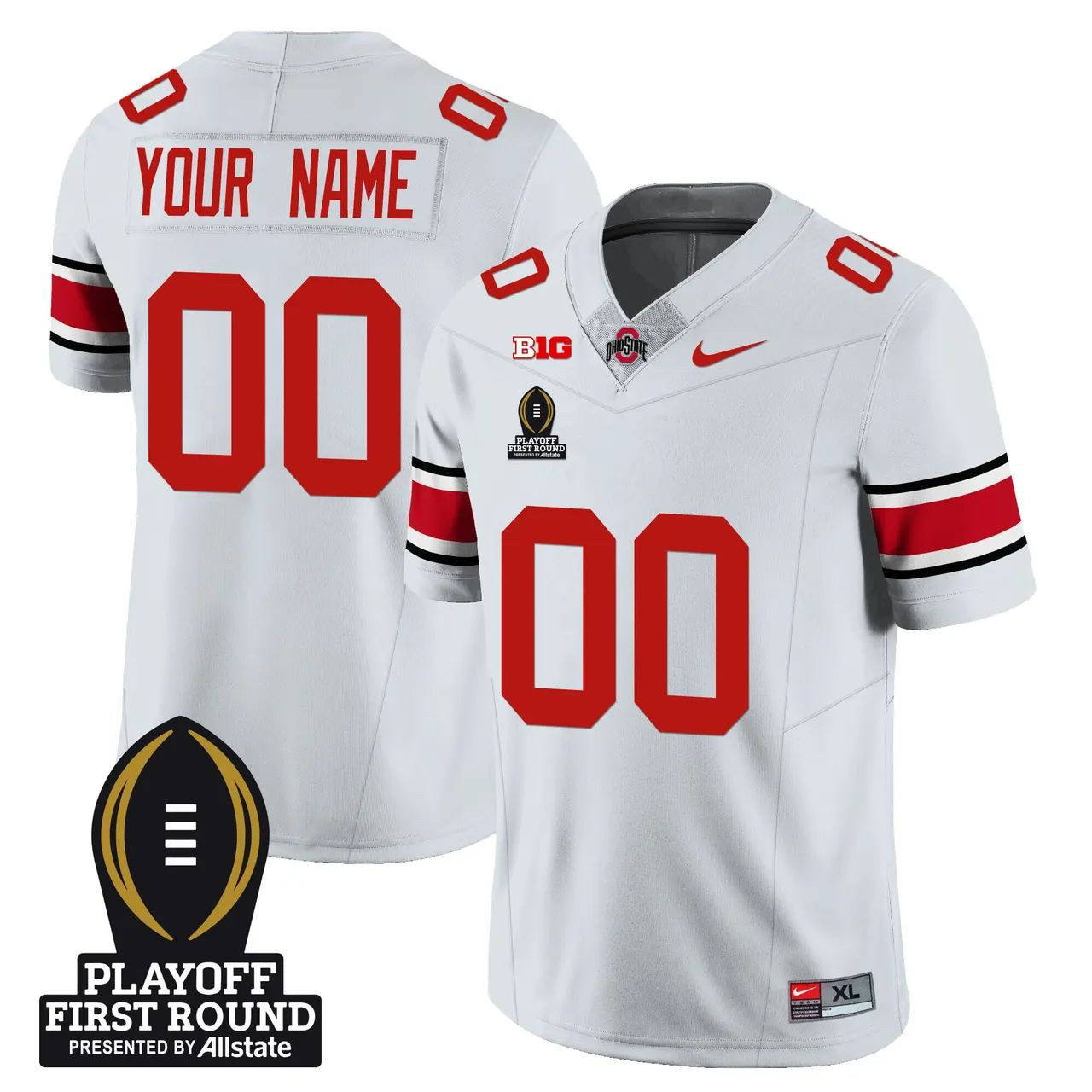 Ohio State Buckeyes Playoff First Round Patch Limited Jersey - White