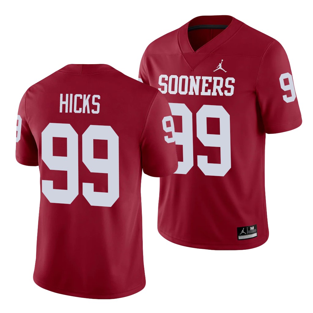 Oklahoma Sooners Marcus Hicks 99 Crimson Alumni Game Jersey Men's