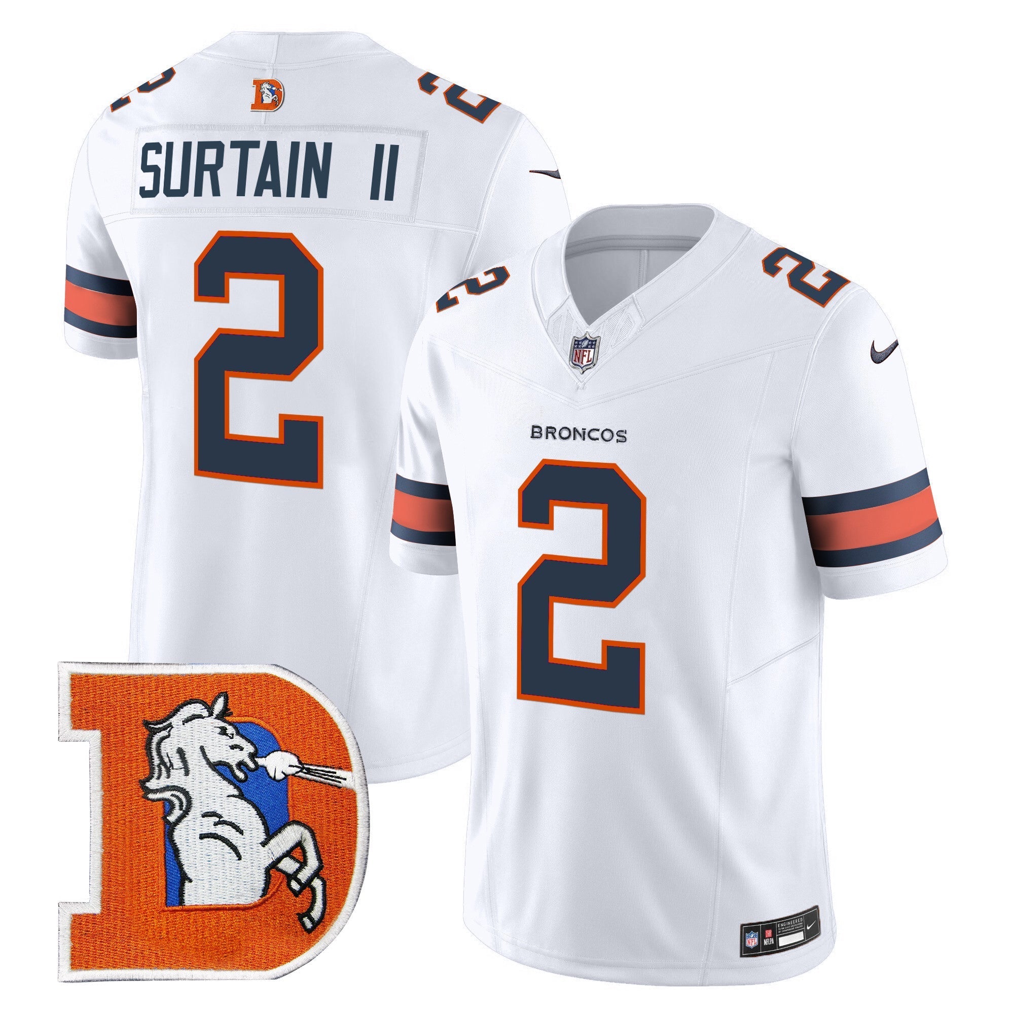 Patrick Surtain II Denver Broncos Throwback Jersey Stitched - White
