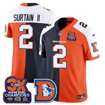 Patrick Surtain II Denver Broncos Throwback Split Jersey Stitched - Alternate Split
