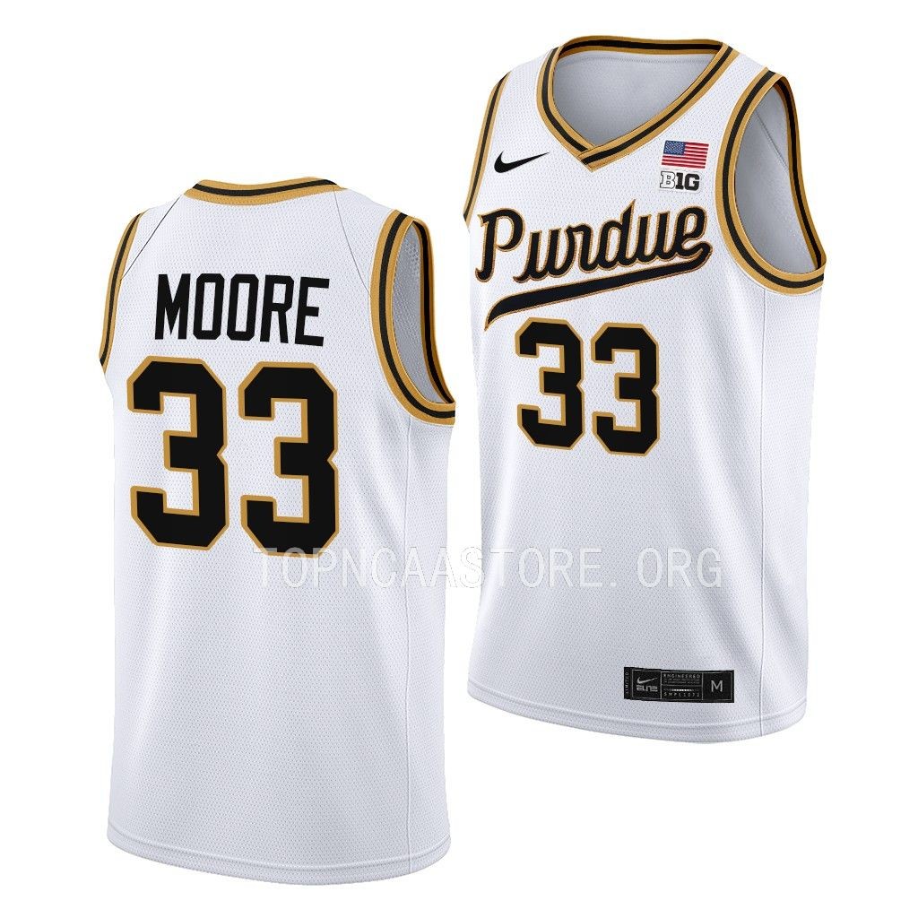 Purdue Boilermakers Rick Mount-Era E'Twaun Moore #33 White Throwback Jersey