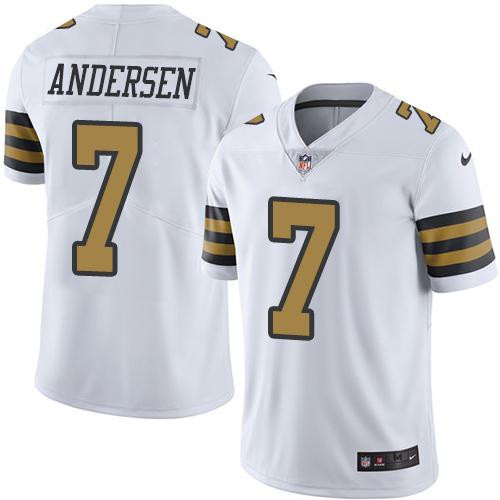Saints 7 Morten Andersen White Rush Limited Jersey