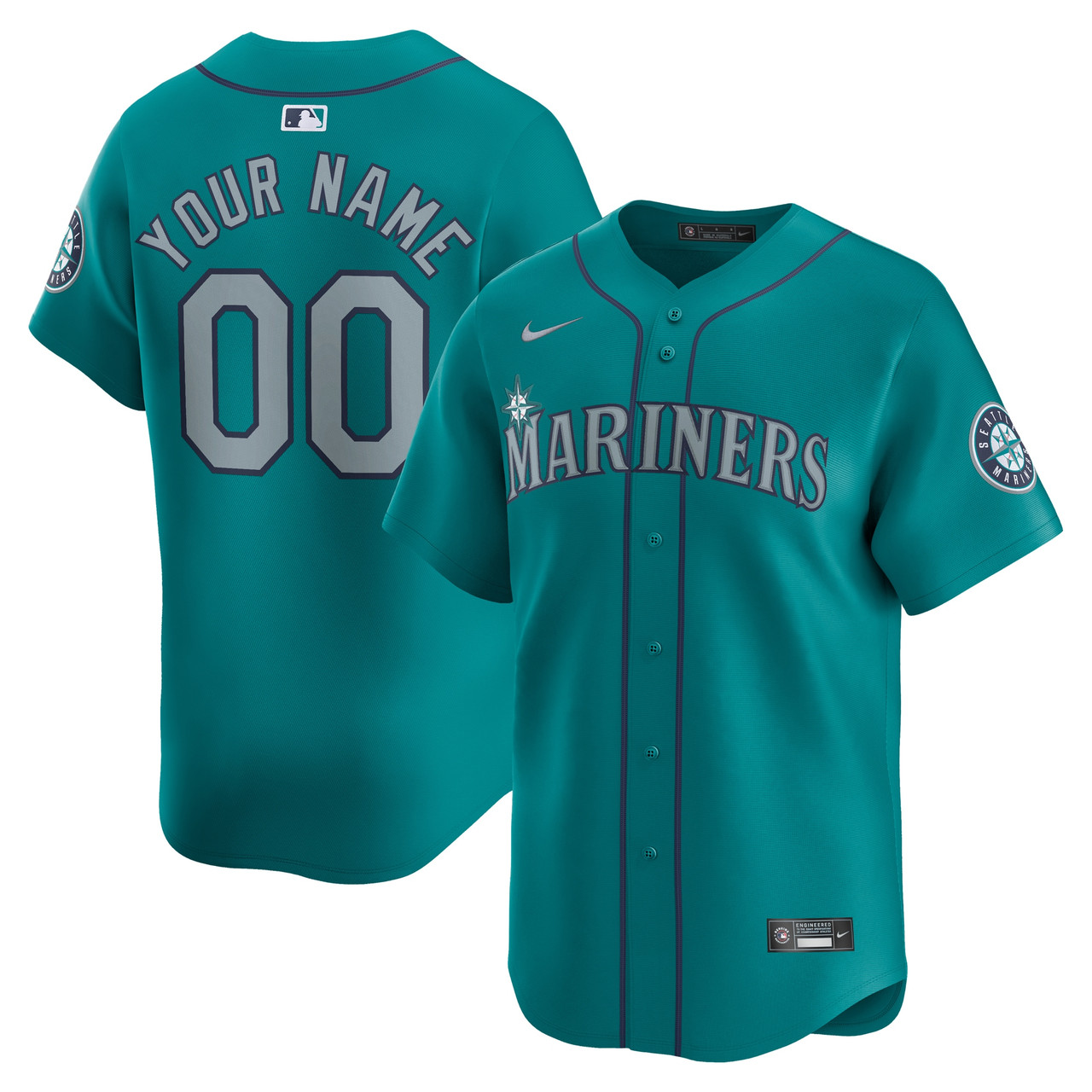 Seattle Mariners Alternate Limited Custom Jersey - Aqua