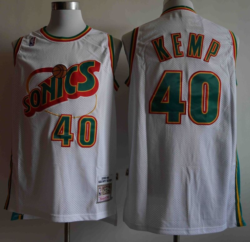 Shawn Kemp #40 Seattle Sonics Swingman Throwback Jersey - White