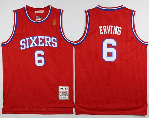Throwback 76ers #6 Julius Erving Red Jersey