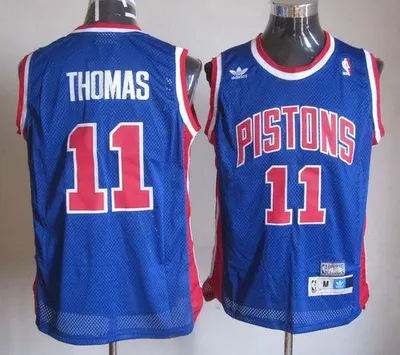 Throwback Pistons #11 Thomas Blue Jersey