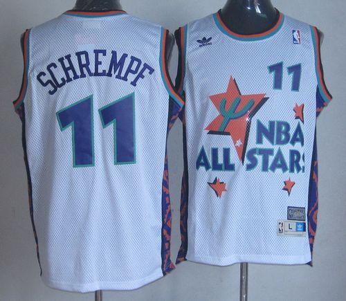 Thunder #11 Detlef Schrempf White 1995 All Star Throwback Jersey