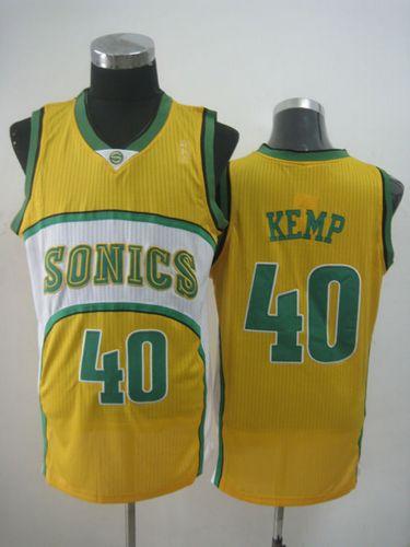 Thunder #40 Shawn Kemp Yellow SuperSonics Throwback Jersey