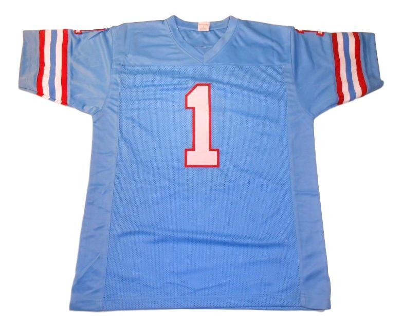 Warren Moon Custom Unsigned Blue Limited Jersey