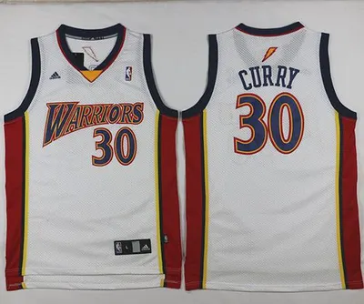 Warriors #30 Stephen Curry White Throwback Jersey