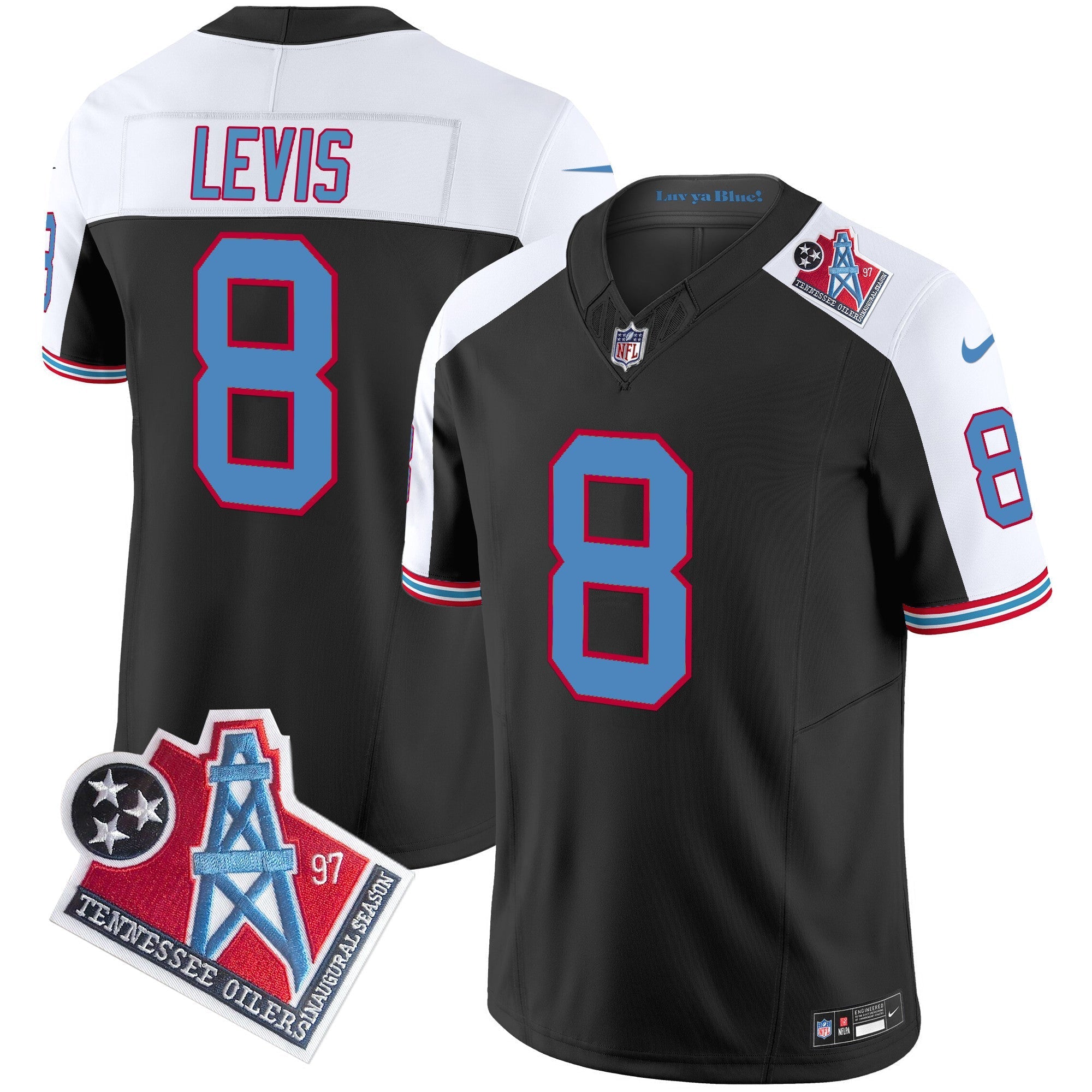 Will Levis Titans 1997 Throwback Jersey Stitched - Black Alternate