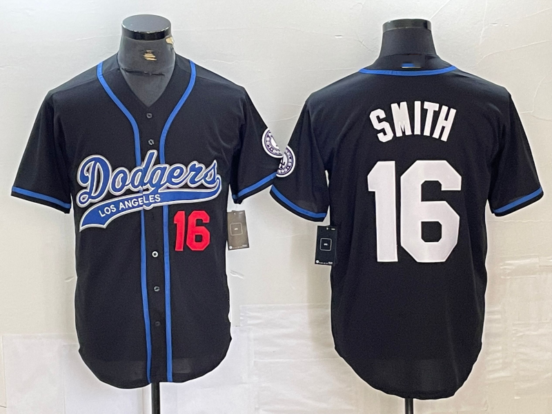 Will Smith #16 Los Angeles Dodgers Number Patch Cool Base Ba Limited Jersey - Black