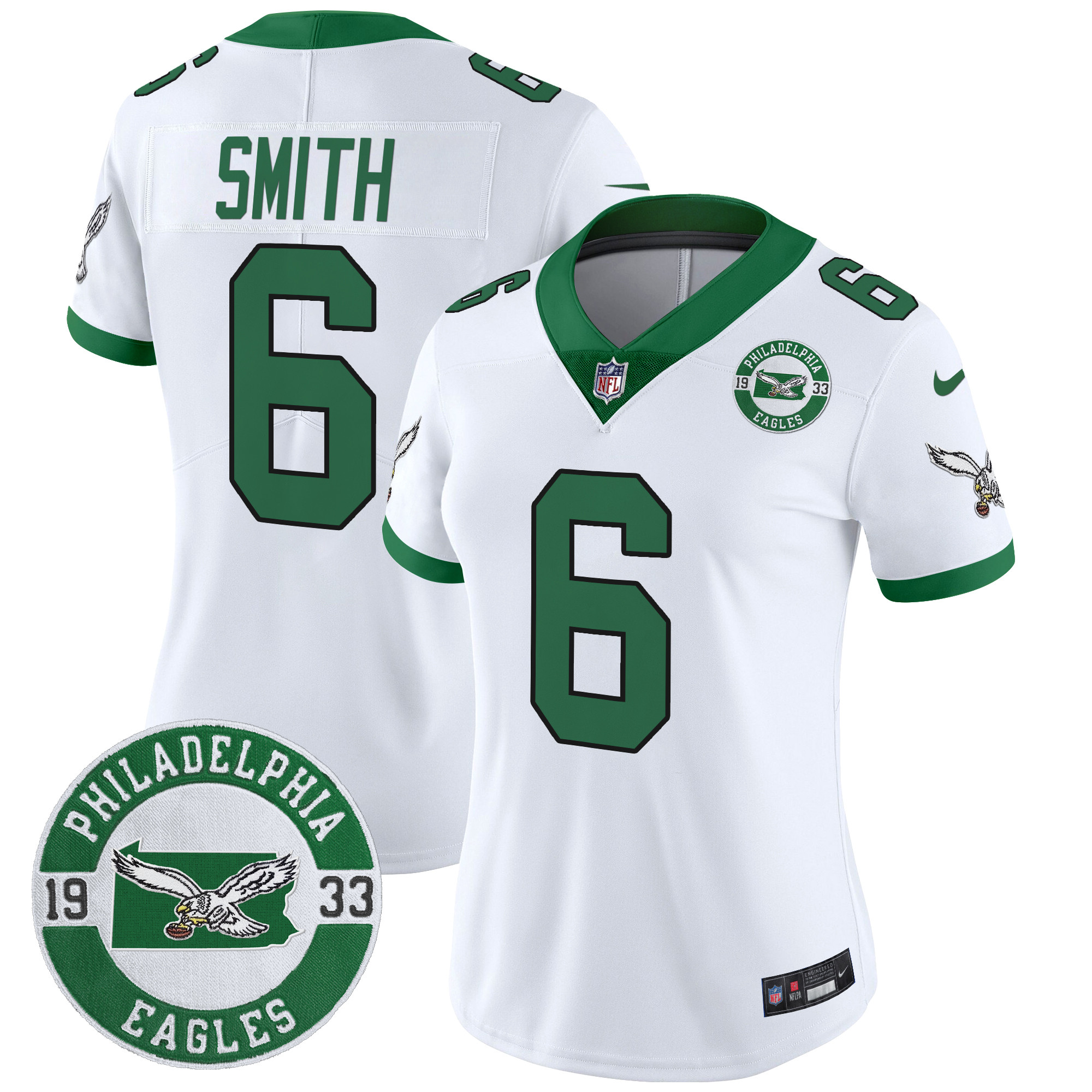 Women's DeVonta Smith Philadelphia Eagles 2024 Throwback Kelly White Jersey Stitched